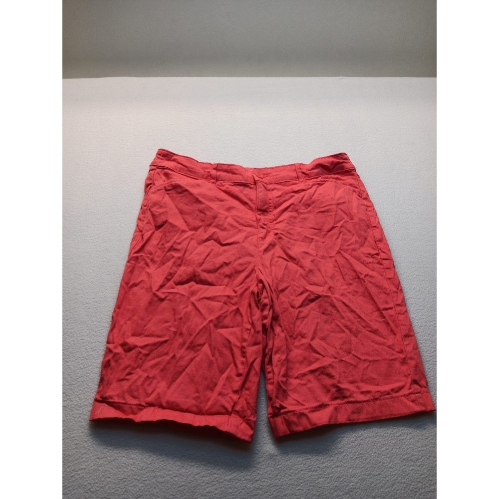 St John's Bay Bermuda Shorts Womens Size 16 Coral Red Cotton Stretch Chino